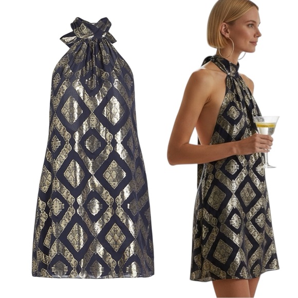 NWT Ramy Brook Mini Halter Dress Metallic 4 - Picture 10 of 10